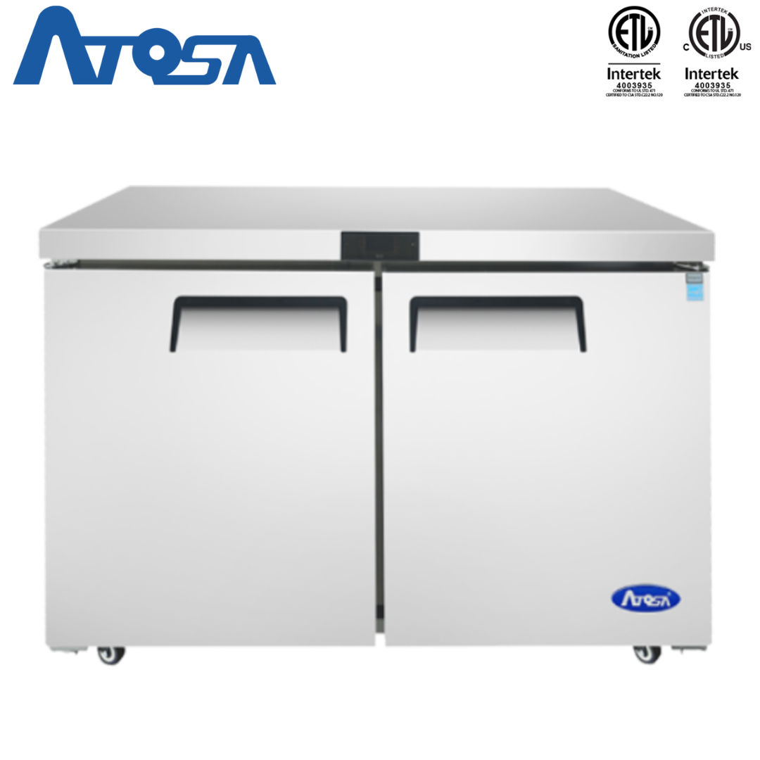 Congelador Bajo Encimera de 48" 2 Puertas Acero Inoxidable Atosa MGF8406GR Undercounter Congelador. Mesa Congelador.