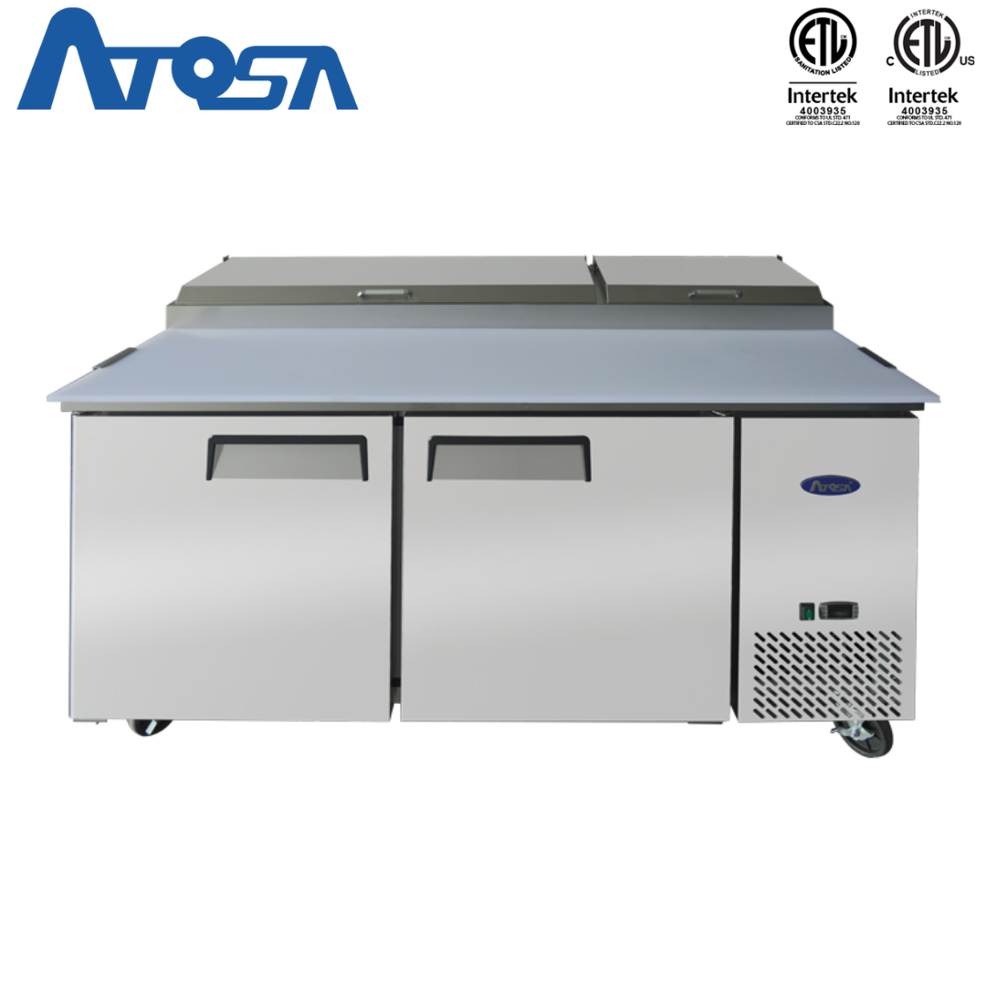 Mesa para Preparación de Pizza de 2 Puertas Refrigerada 67" Acero Inoxidable Atosa MPF8202GR Pizza prep. Atosa
