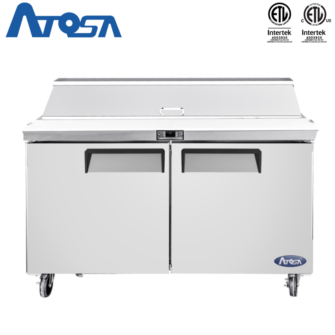 Mesa Estándar Sandwichera Refrigerada 48" 2 Puertas Acero Inoxidable Atosa MSF8302GR Salad prep. Atosa
