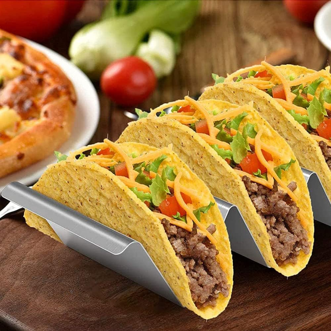 Soporte para Tacos 4 Compartimientos de Acero Inoxidable 500703 Selecto
