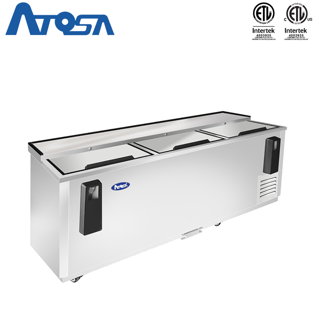 (PP) Refrigerador para Botellas de Acero Inoxidable 3 Puertas Horizontal 80" Atosa MBC80GR
