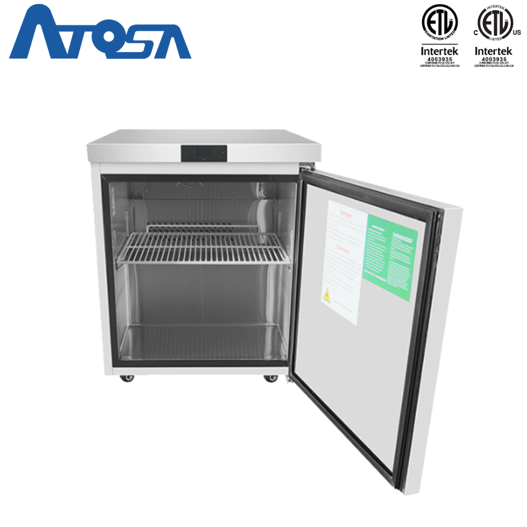 Congelador Bajo Encimera de 27" 1 Puerta Acero Inoxidable Atosa MGF8405GR Undercounter Congelador. Mesa Congelador.