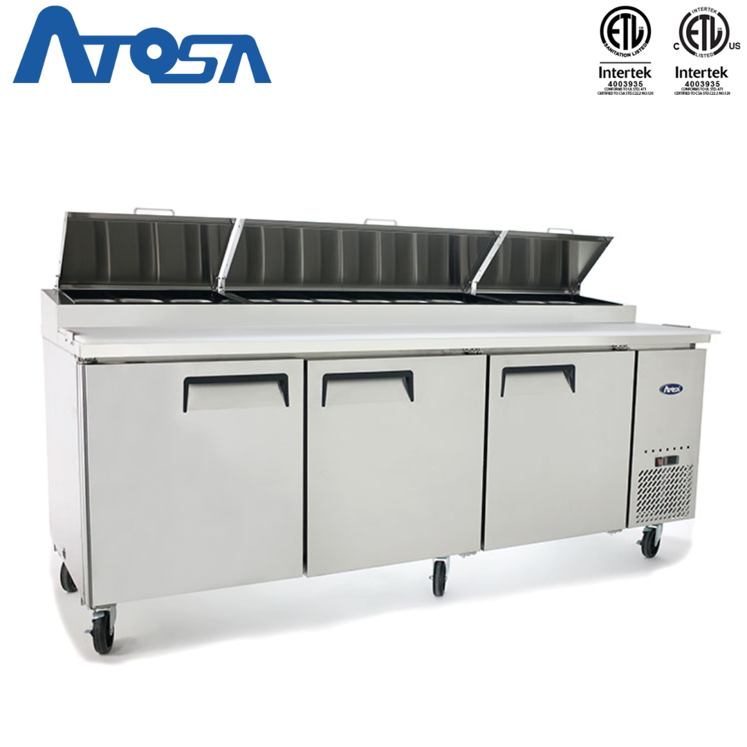 (PP) Mesa para Preparación de Pizza de 3 Puertas Refrigerada 93"/236cm Acero Inoxidable Atosa MPF8203GR Atosa