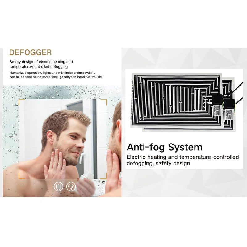Espejo Rectangular Con Luz Led Y Sistema Antiempañante (Alto 50 Cm X Largo 70 Cm) Baño GMIRROR01 Selecto