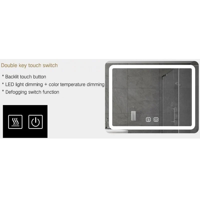 Espejo Rectangular Con Luz Led Y Sistema Antiempañante (Alto 50 Cm X Largo 70 Cm) Baño GMIRROR01