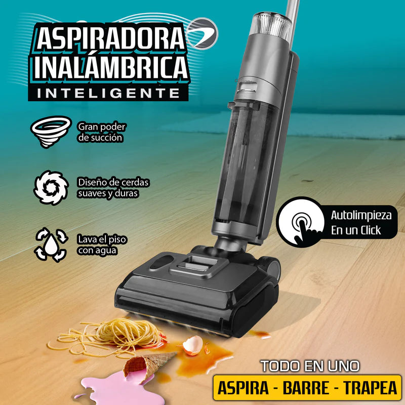 Trapeador Fregona Mopa Aspiradora Electrica Inteligente Inalámbrica Recargable, Mopea Y Aspira, Agua, Seco Y Húmedo 200W Batería 4000 Mah Función De Autolimpieza, Secado Y Electrolisis VCMSNK10 CARBONE