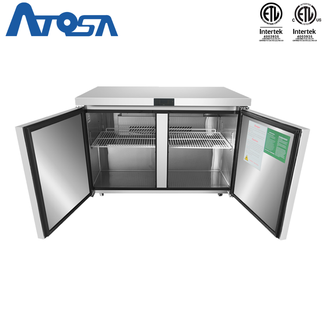 Congelador Bajo Encimera de 48" 2 Puertas Acero Inoxidable Atosa MGF8406GR Undercounter Congelador. Mesa Congelador.