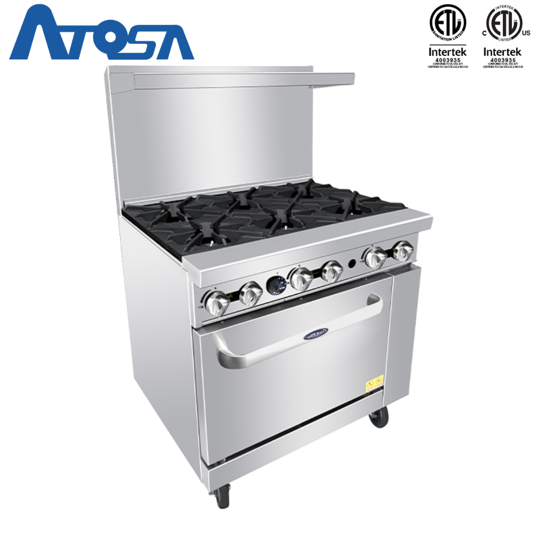 (PP) Estufa con Horno a Gas de 6 Quemadores 36" de Acero Inoxidable Atosa ATO-6B Atosa