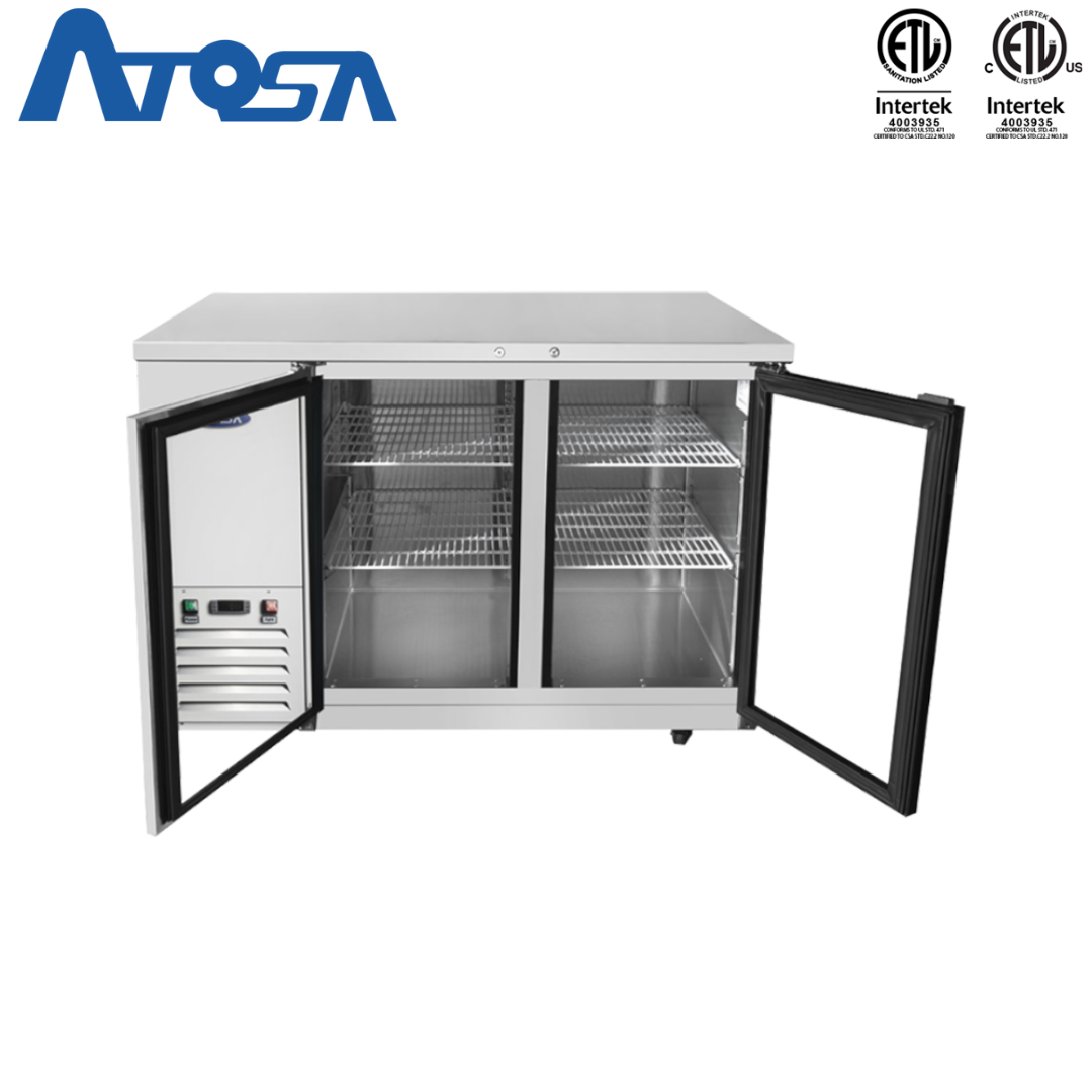 Refrigerador de Barra Trasera 48" Acero Inoxidalbe con Puertas de Vidrio Atosa SBB48GGR Bar. Atosa