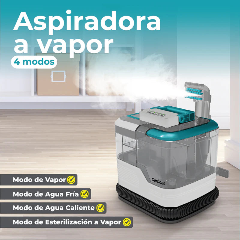 Aspiradora De Agua A Vapor Para Limpieza Profunda De Muebles, Alfombras Y Tapicería. Portátil, 1650 W, 120 V, 60 Hz, 2 L, Aspiración 13 Kpa. Spot Cleaner Quitamanchas. SSC001 CARBONE