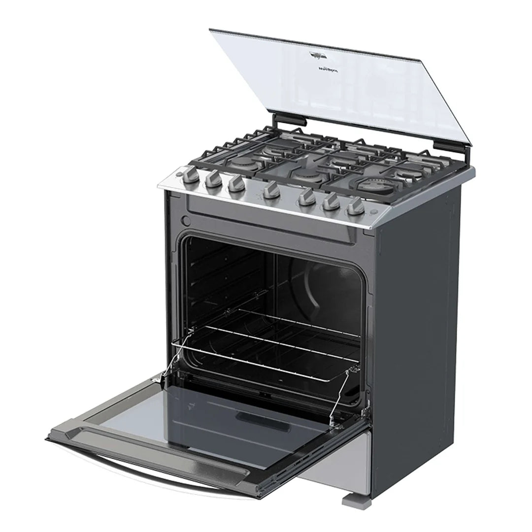 Estufa con Horno a Gas Whirlpool LWFR5000D de 30 Pulgadas con 6 Quemadores Xpert Flamma y Parrillas de Hierro Fundido