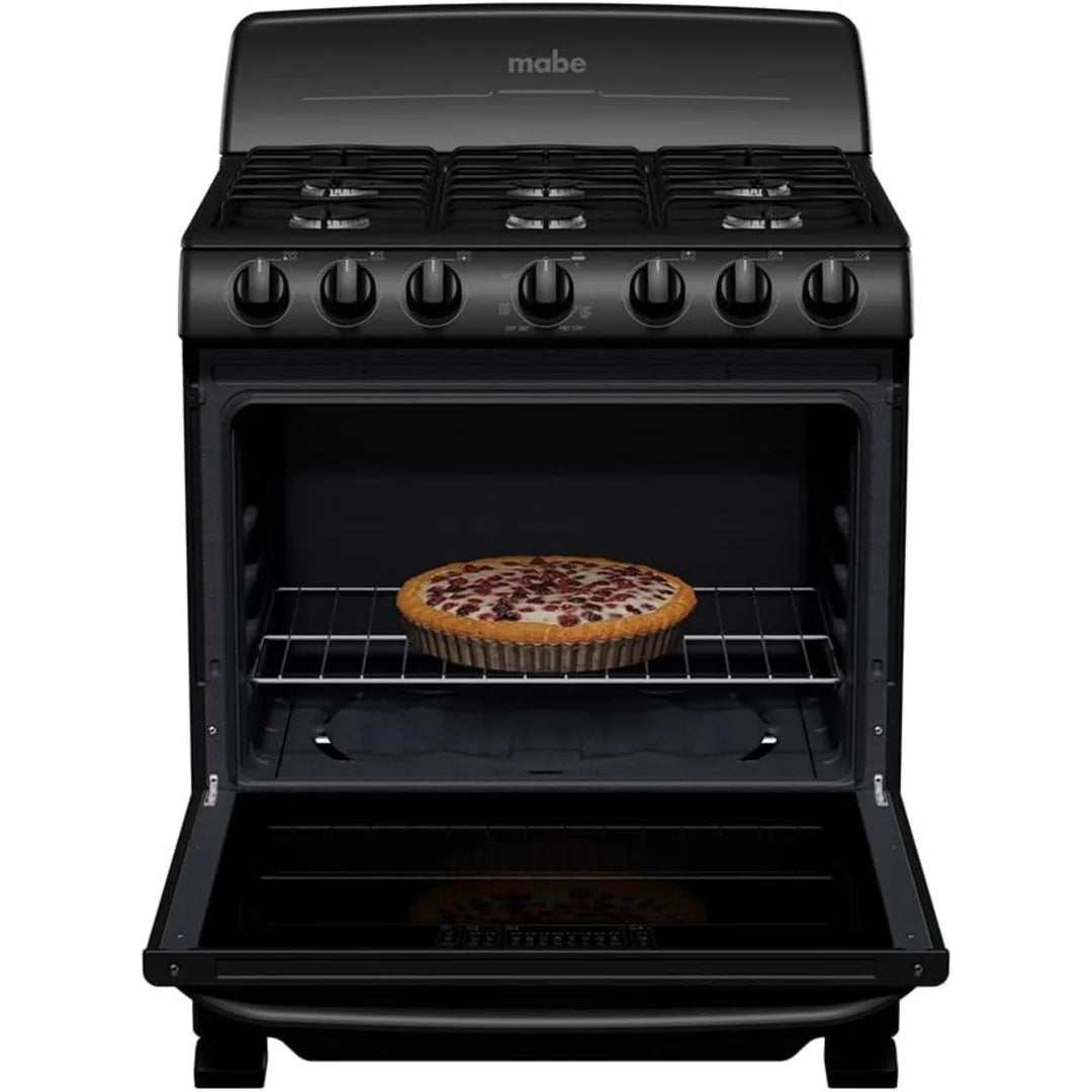 Estufa con Horno 30" 6 Quemadores a Gas Negro Mabe EM7620BAPN2