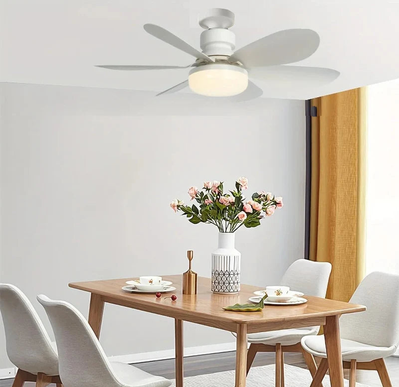 Abanico De Techo 20" Socket E27 Con Luz Led Tono Ajustable 3000/4000/6500K, 1900 Lumens 6 Aspas 3 CCT 520X185mm ELT0387 CARBONE