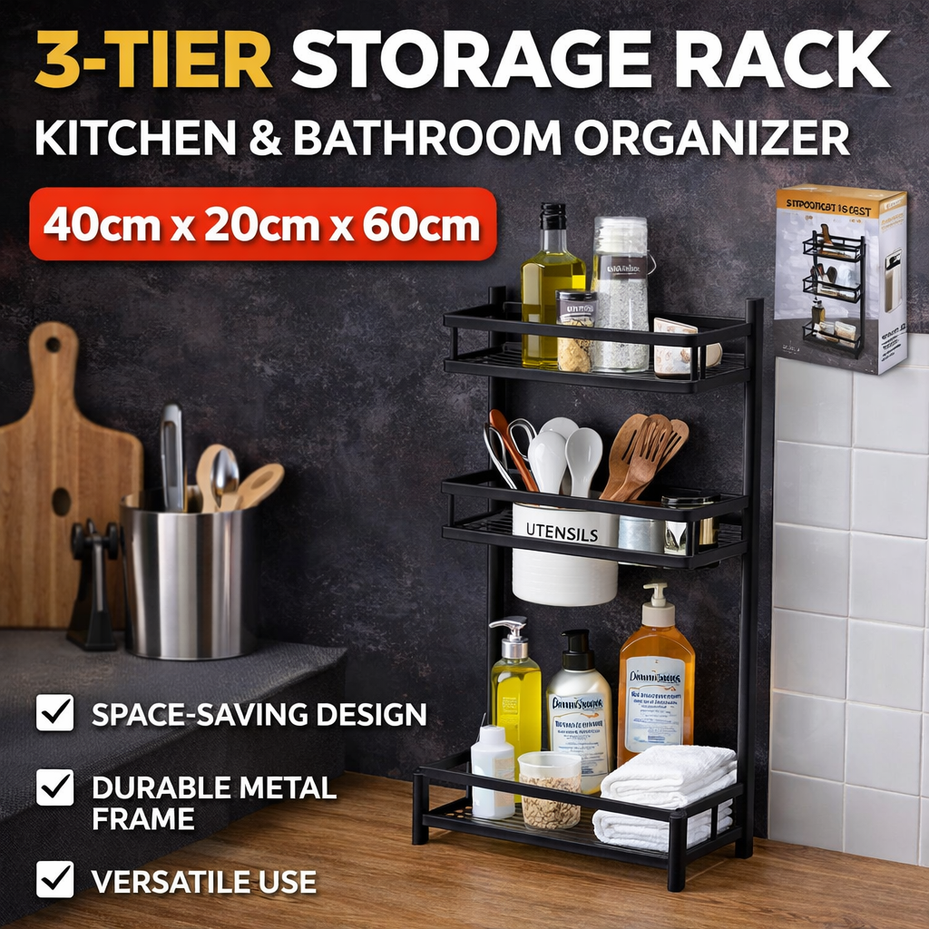 (LLEGANDO 26 DE FEB) Organizador de Cocina en Metal Negro 60x20cm 88275