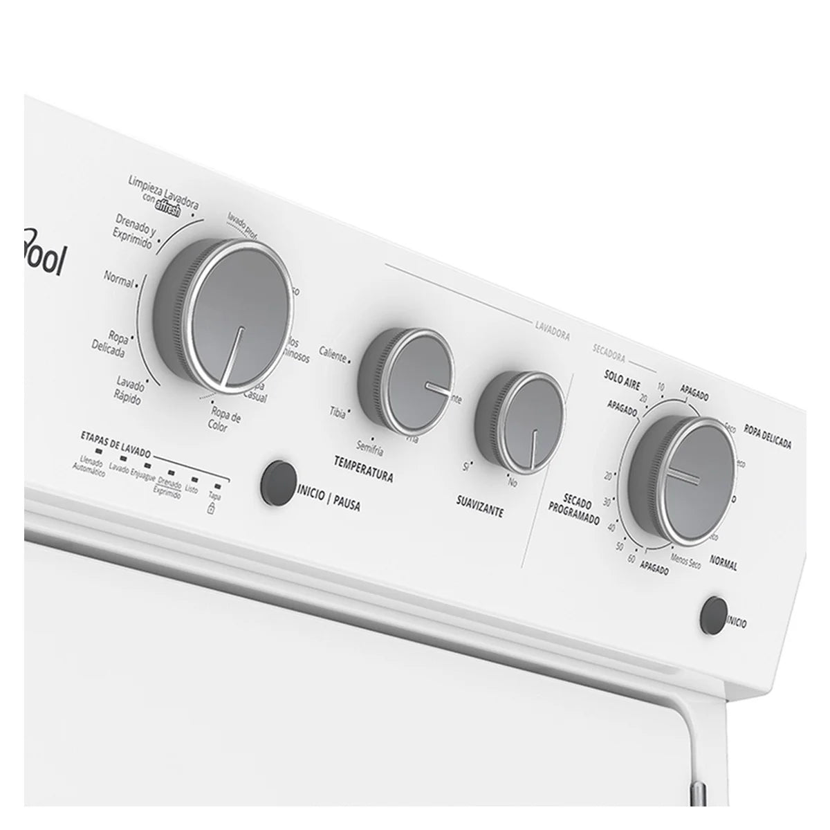 Centro de Lavado a Gas de 20kg Lavado y 10kg Secado Blanco con Sensor Dry Agitador Double Action Whirlpool 7MWGT4027HW Whirlpool