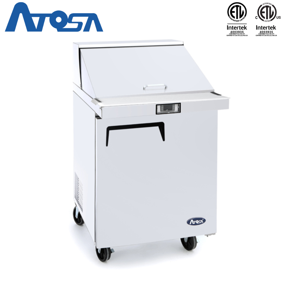 Mesa Estándar Sandwichera Refrigerada de 27" 1 Puerta Acero Inoxidable Atosa MSF8301GR Salad Prep. Atosa