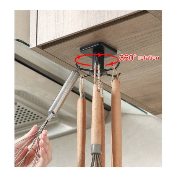 Gancho Organizador De Cocina Para Almacenamiento, Giratorio Con Adhesivo. TS029 CARBONE