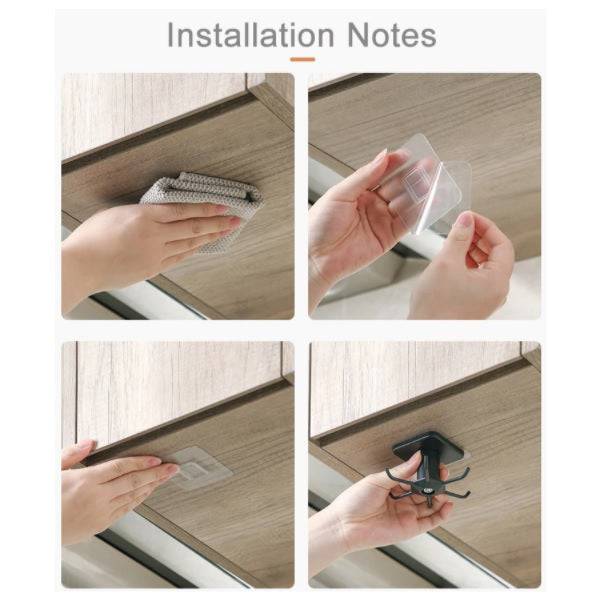 Gancho Organizador De Cocina Para Almacenamiento, Giratorio Con Adhesivo. TS029 CARBONE