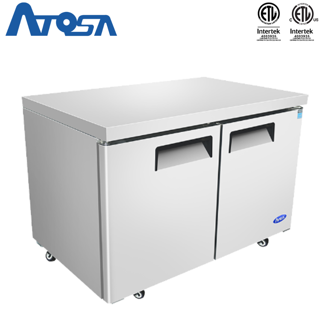 Congelador Bajo Encimera de 48" 2 Puertas Acero Inoxidable Atosa MGF8406GR Undercounter Congelador. Mesa Congelador.