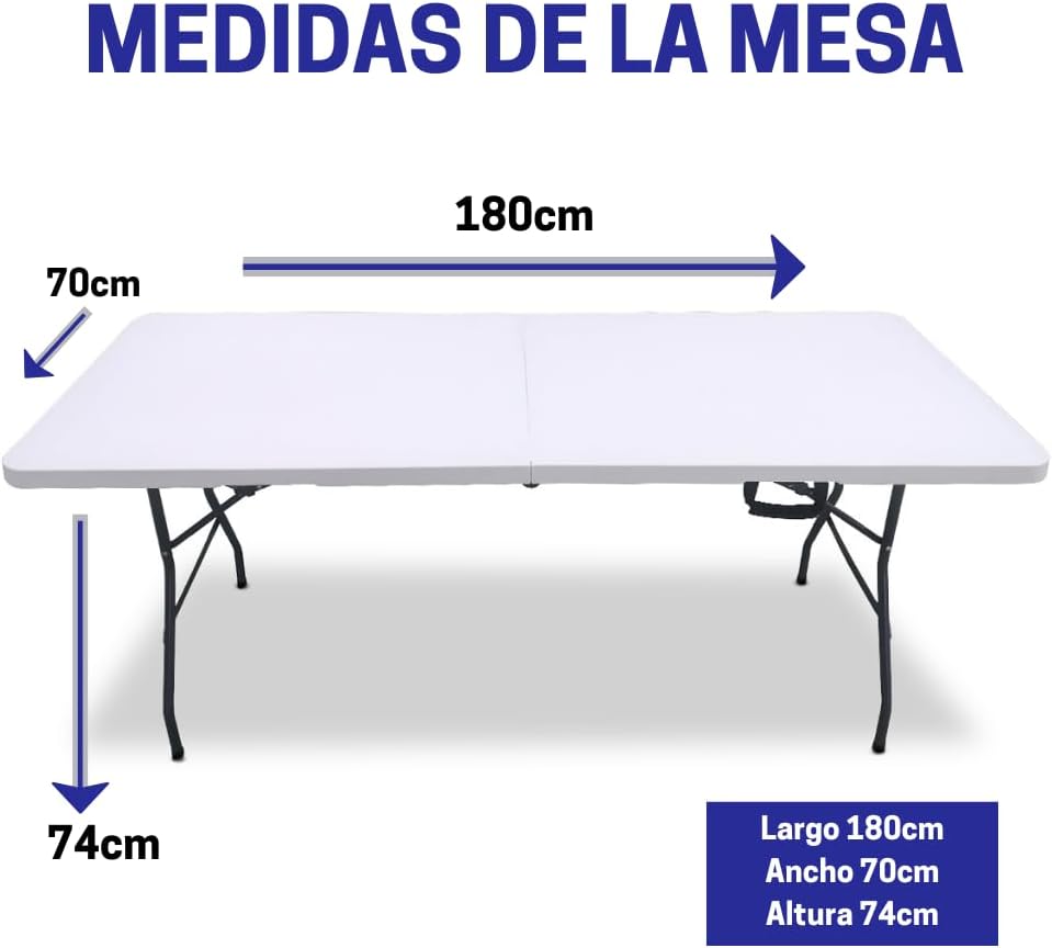 Mesa Plegable Plástica 74x180x75cm 6 Pies Homestar JH-ZA180