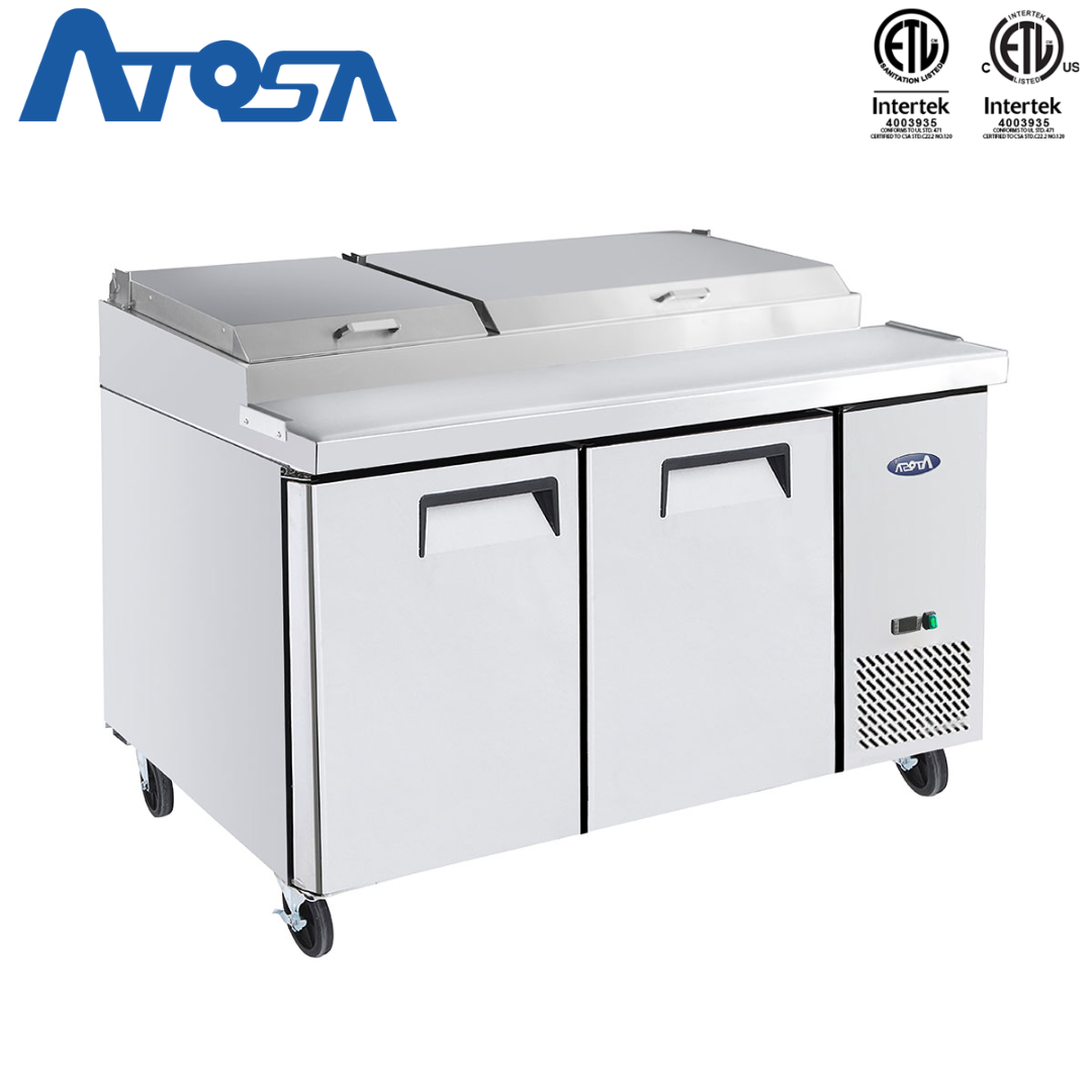 Mesa para Preparación de Pizza de 2 Puertas Refrigerada 67" Acero Inoxidable Atosa MPF8202GR Pizza prep. Atosa