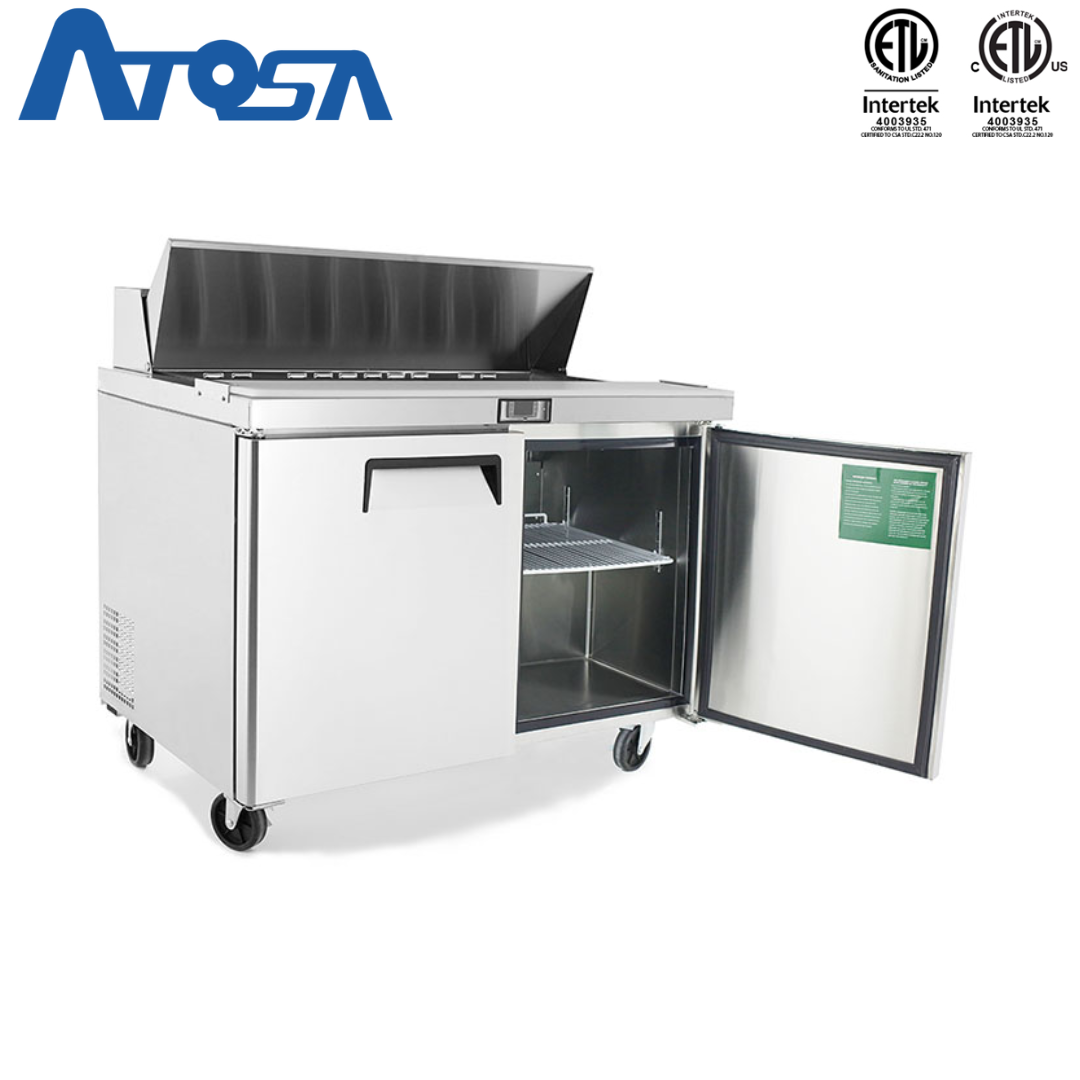 Mesa Estándar Sandwichera Refrigerada 48" 2 Puertas Acero Inoxidable Atosa MSF8302GR Salad prep. Atosa