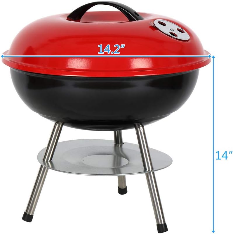 Mini Parrilla o Asador de Carbón Redondo Portátil Metálica 36x40cm ALP-BBQ3640 Barbacoa. Selecto