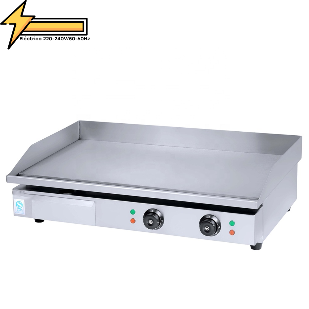 Plancha Eléctrica de Acero Inoxidable 2 Perillas 110V 440W 730*470*240mm HEG-820