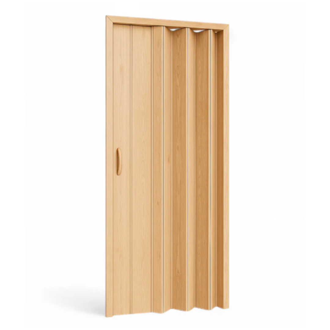 Puerta Plegable de PVC Diseño Madera Claro 2 Tamaños Disponibles