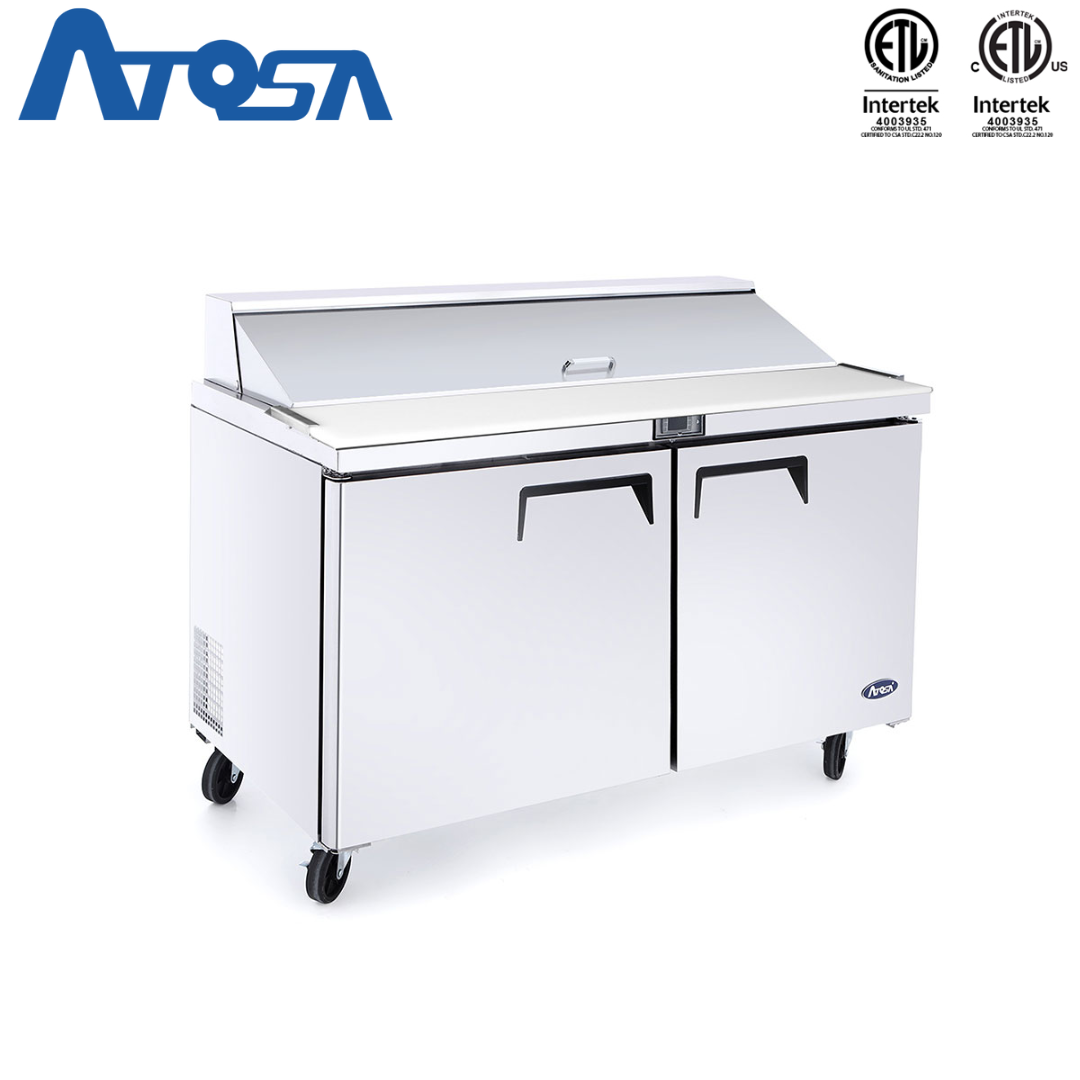 Mesa Estándar Sandwichera Refrigerada 48" 2 Puertas Acero Inoxidable Atosa MSF8302GR Salad prep. Atosa