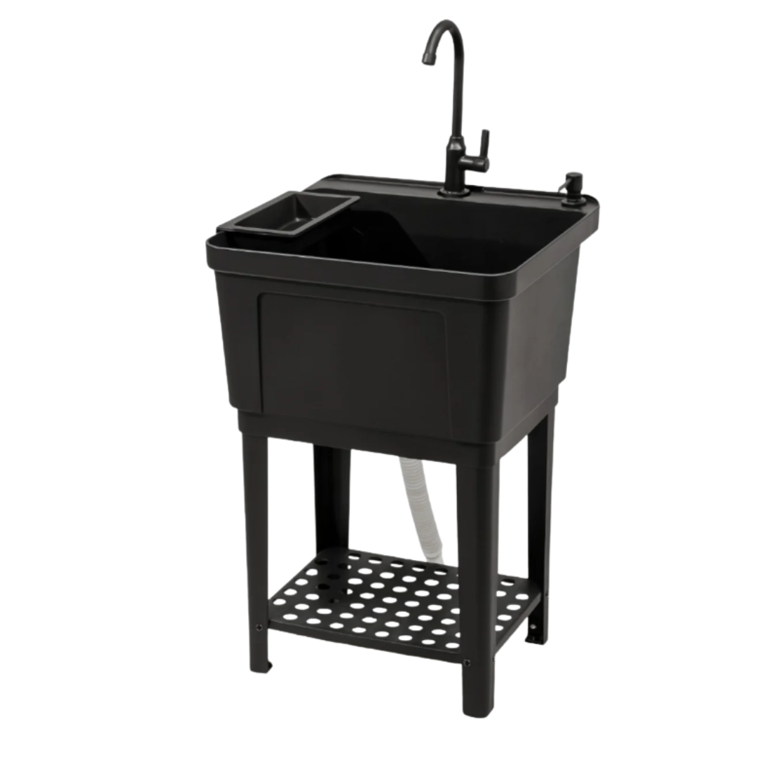 Tina PVC de Lavandería Plástico Negro 49.5x53x38cm 146-1002B