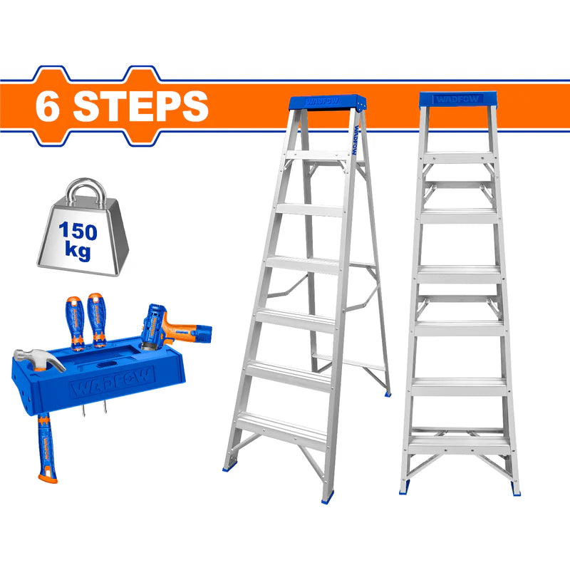 Escalera De Tijera Aluminio 6 Pasos. Altura De Cada Paso: 252Mm. Carga Máxima: 150Kg Wadfow WLD2H06