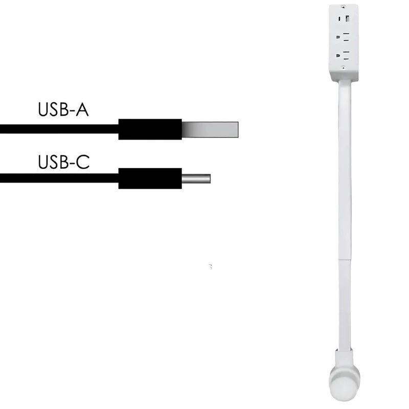 Enchufe Regleta Extensible De 43 A 68 Cm. Con Puerto USB Y Tipo-C. UN-A194