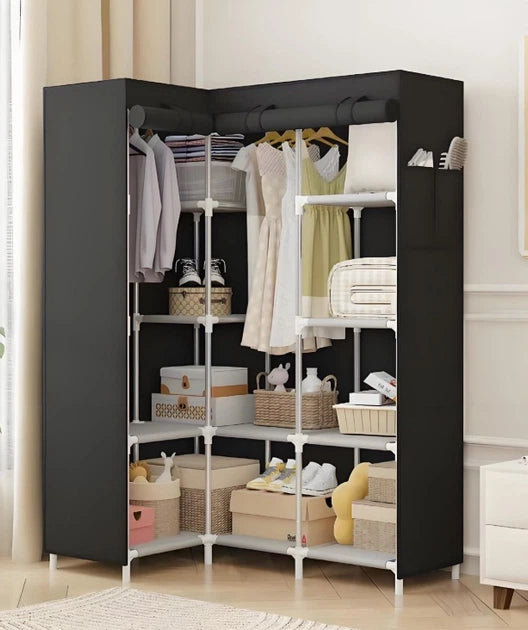 Armario de Ropa Plegable Negro 165x115x45cm KB-33888 Selecto