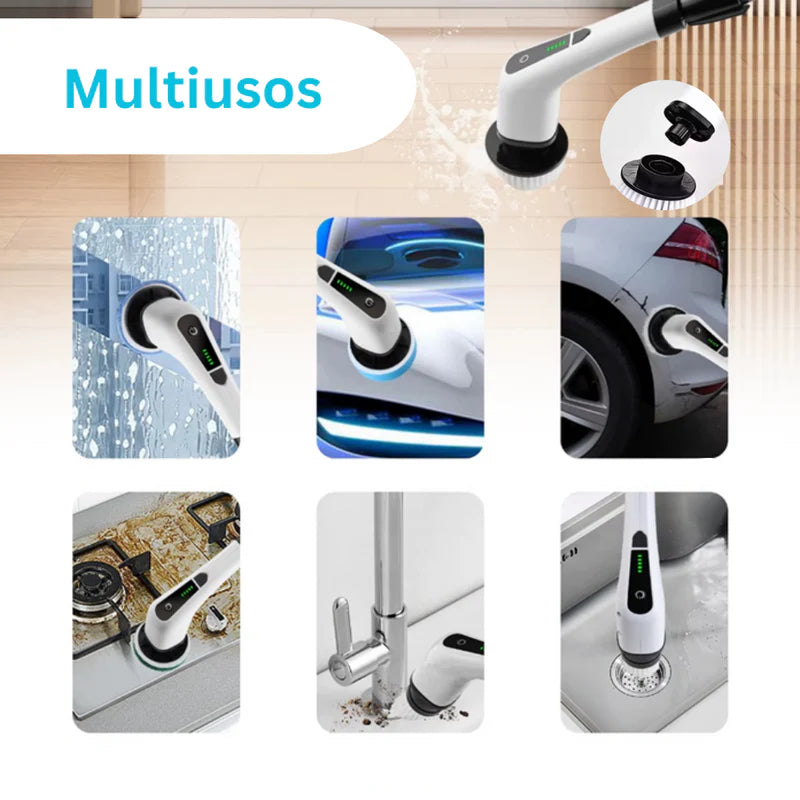 Cepillo Giratorio Eléctrico De Limpieza, Multiusos, Con 10 Cabezales Batería De Larga Duración 90 Minutos L394 Selecto