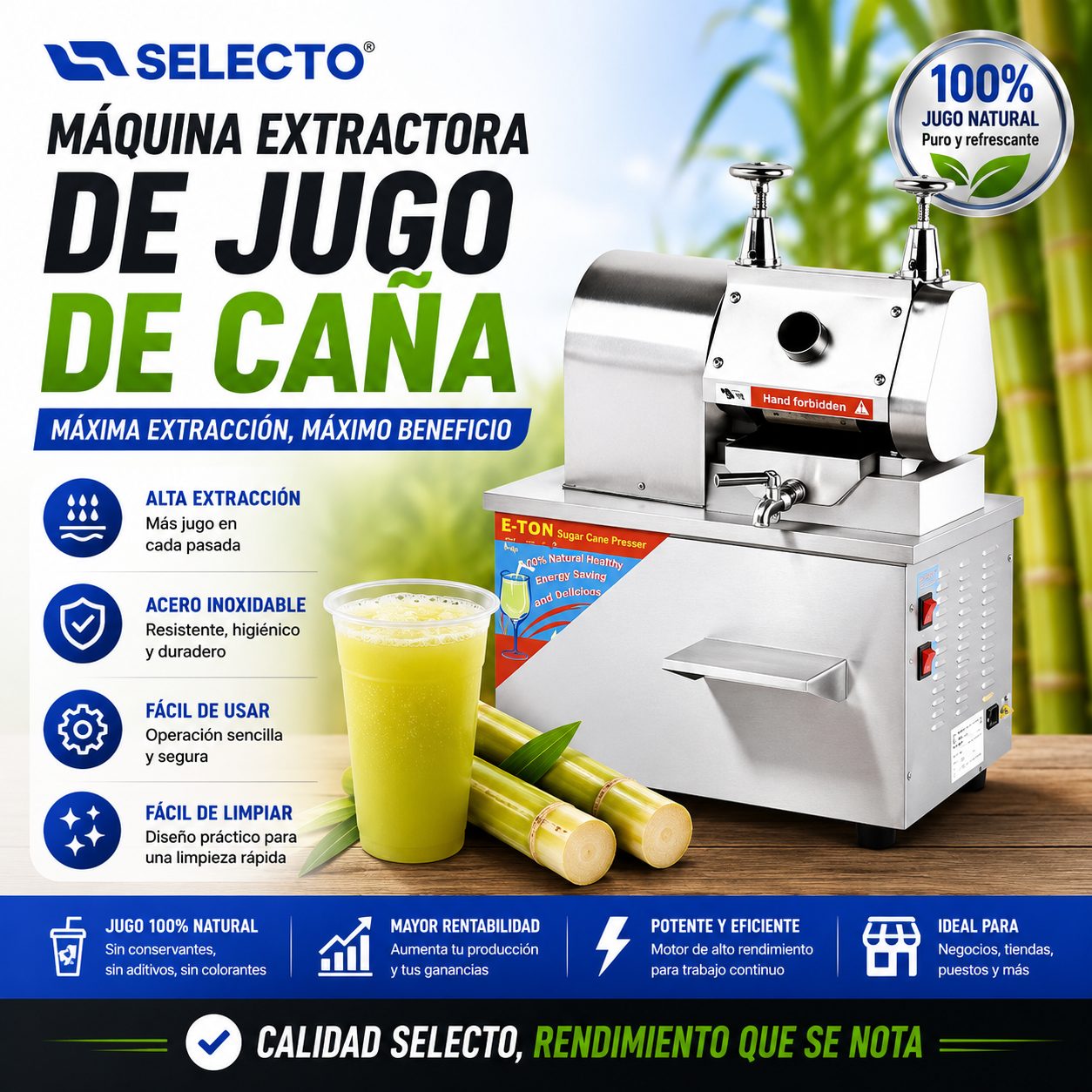 (LLEGANDO 10 DE JULIO) Máquina Extractor de Jugo de Caña de Azúcar de Sobre Mesa 550W ZZJ-83