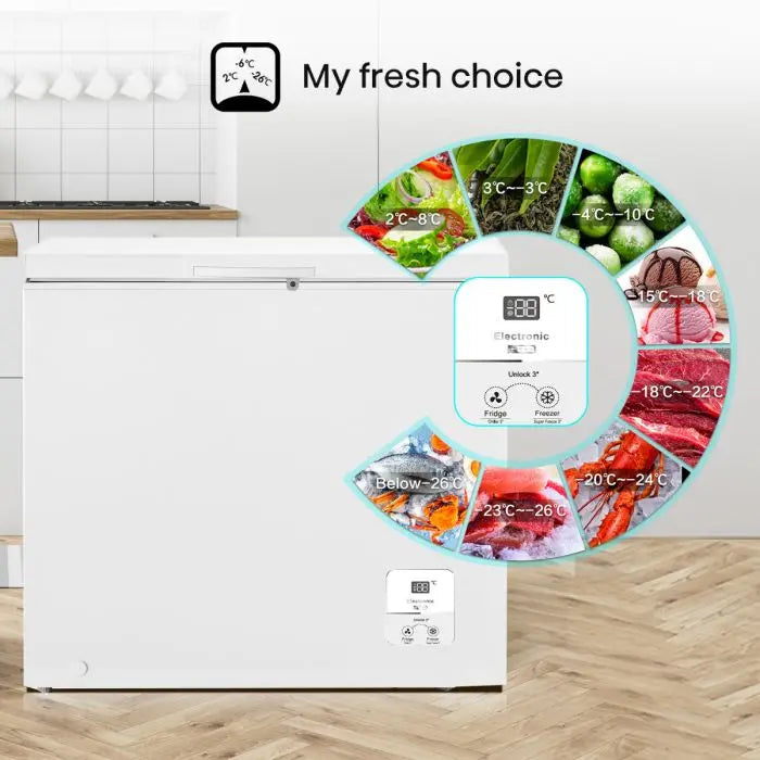 Congelador Horizontal 7.0p3 My Fresh Choice Blanco Hisense FC70D6BWXE Freezer. HISENSE
