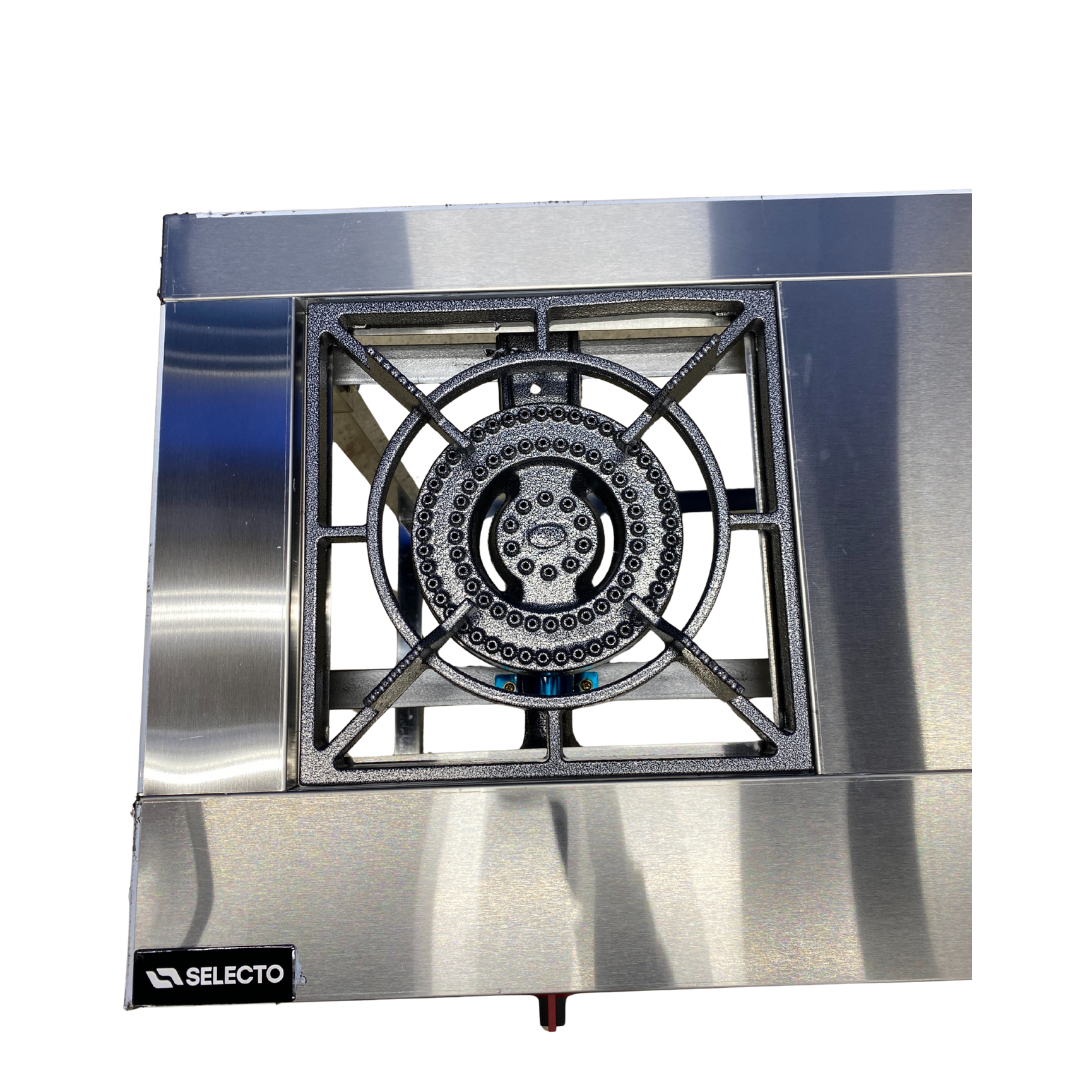 Estufa de 3 Quemadores Lineal a Gas en Acero Inoxidable con Patas 83x120x40cm ACI-300 Industrial. Selecto