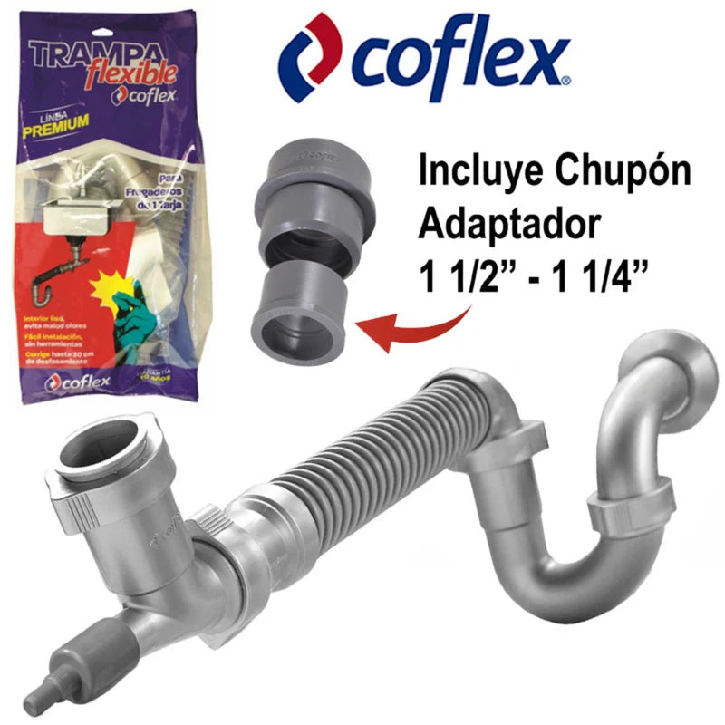 TRAMPA DESAGUE (5) "COFLEX" SENCILLA FLEXIBLE 1 1/2" Adapt 1 1/4" TF-102