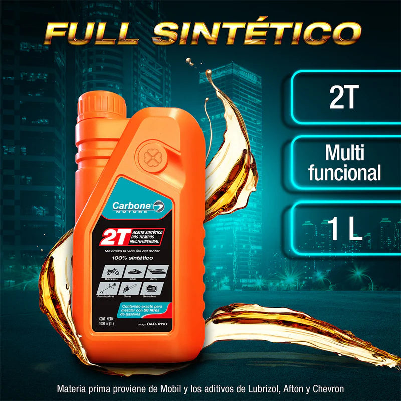 ACEITE 2T DE MOTOR DOS TIEMPOS FULL SINTETICO PARA MOTORES GASOLINA 2 Ciclos ( 1 Litro) CAR-X113
