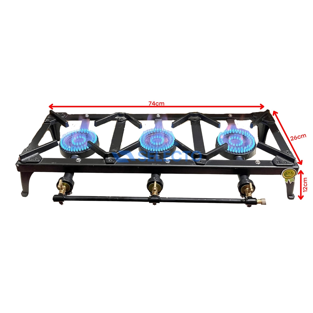 Reverbero de 3 Quemadores de Hierro Reforzado a Gas Estufa.