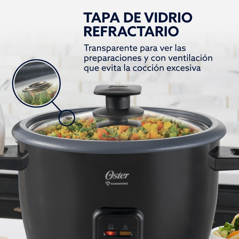 (LLEGANDO 27 DE JULIO) Arrocera Oster® con Recubrimiento DiamondForce 7 Tazas – CKSTRCB7DFBL | Antiadherente de Alta Durabilidad