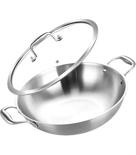 Cacerola o Wok de Acero Inoxidable con Tapa de Vidrio 28cm EP-28GL-WOK Selecto