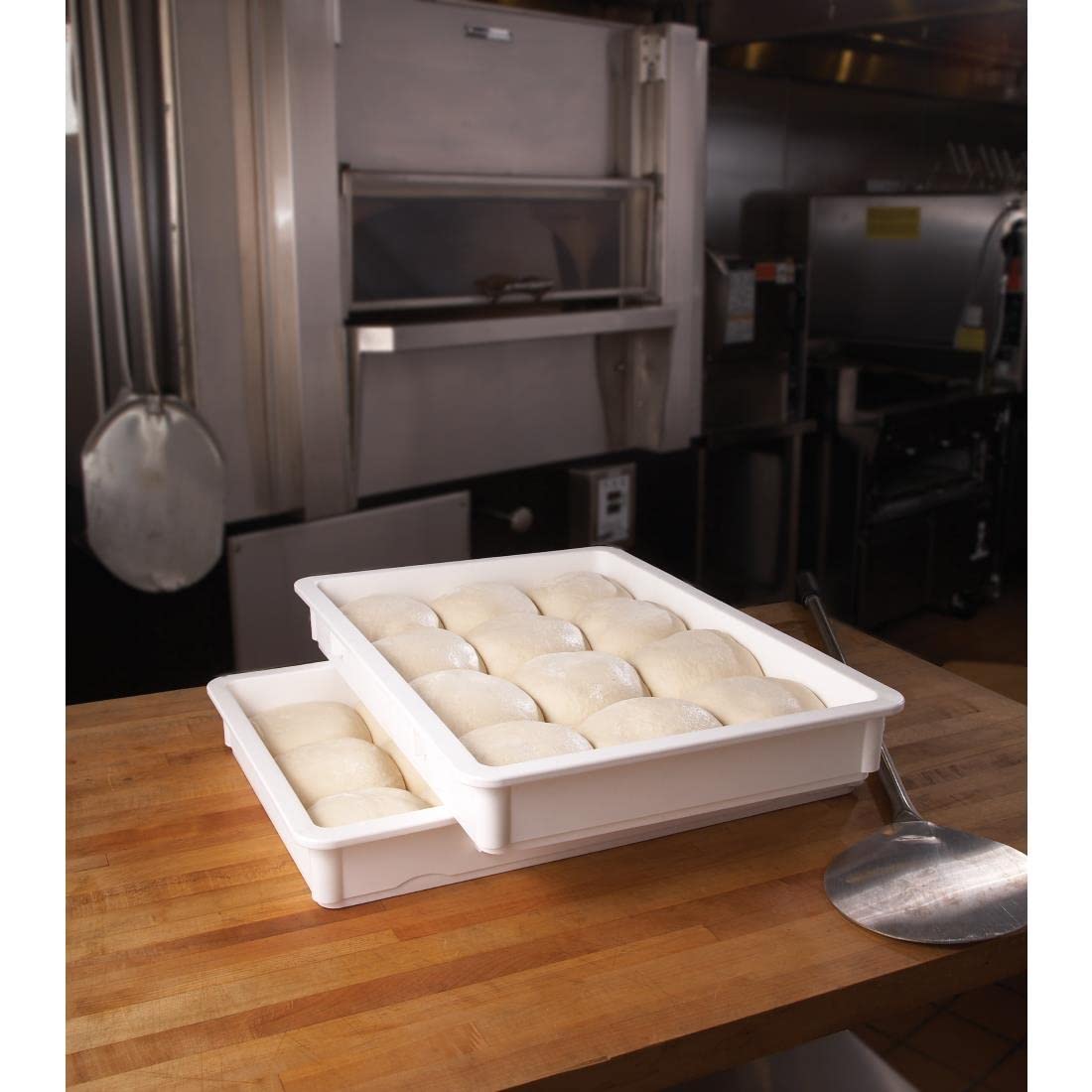 Bandeja Plástica para Fermentar Masa de Pizza Blanco 655*455*80mm HVB-DB180 Selecto