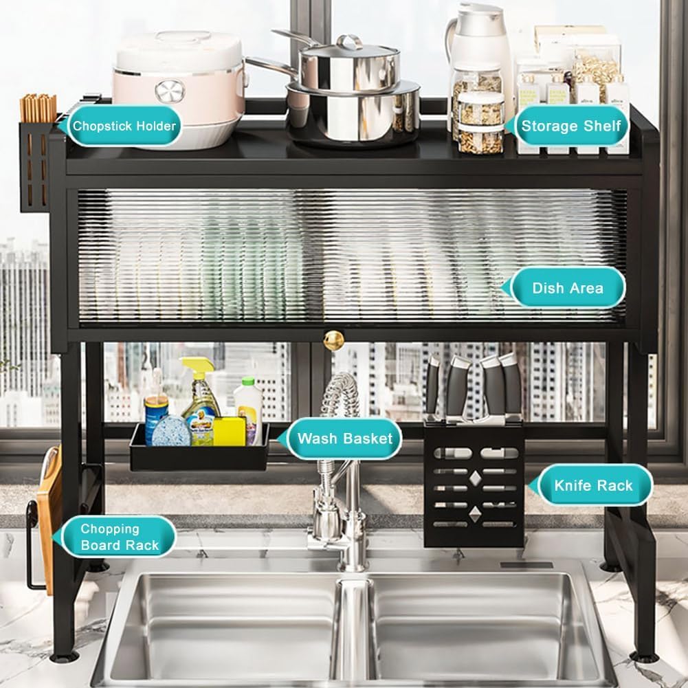 Escurridor de Platos de Metal Negro 78x85x30cm 401960 Selecto