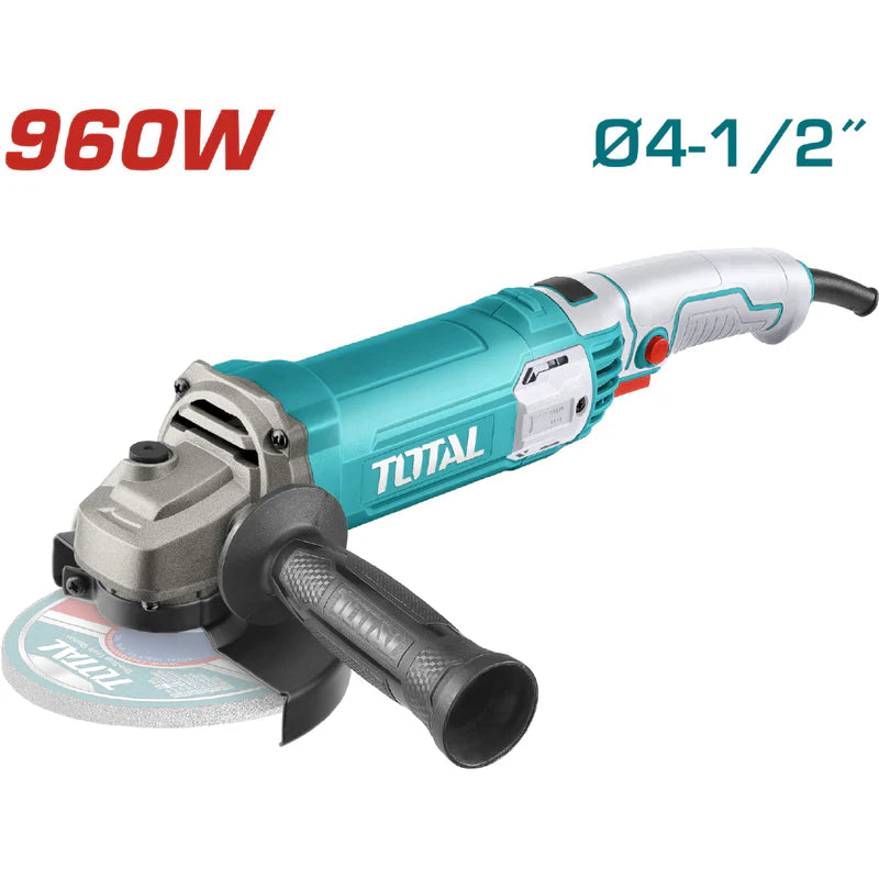 Esmeriladora Angular.960W. Velocidad Sin Carga: 12000Rpm. Rosca: 5/8"-11UNC No Incluye Disco. Total UTG10911576 TOTAL