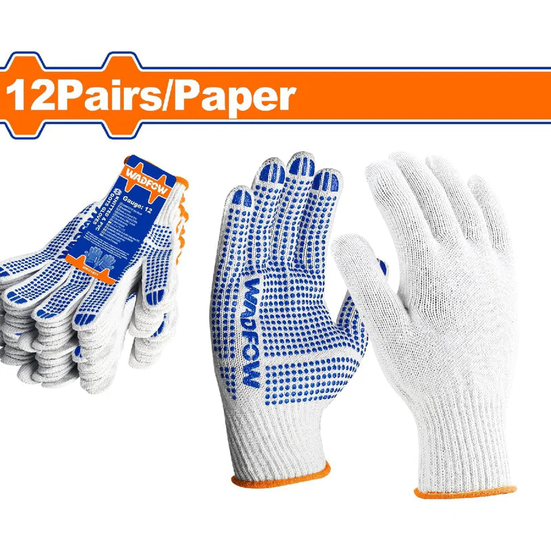 Guantes De Puntos De PVC. Calibre 10(XL). (Se Vende 12 Pares/Paquete) Wadfow WKG1801 WADFOW