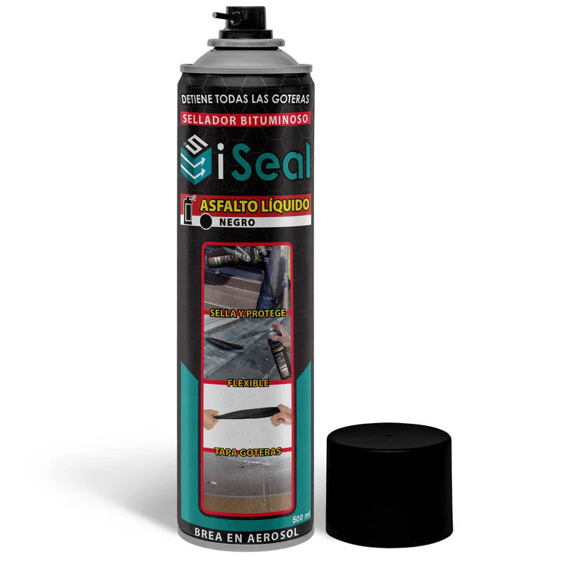Iseal Negro Sellador Bituminoso En Spray 500Ml. Permanece Flexible En El Tiempo H-076B CARBONE
