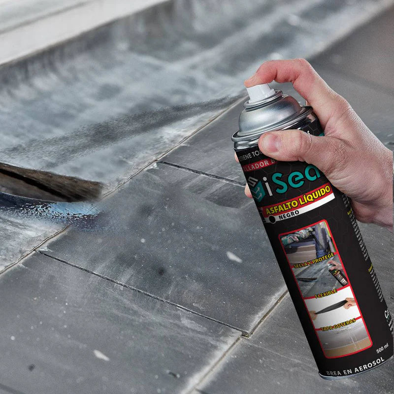 Iseal Negro Sellador Bituminoso En Spray 500Ml. Permanece Flexible En El Tiempo H-076B CARBONE