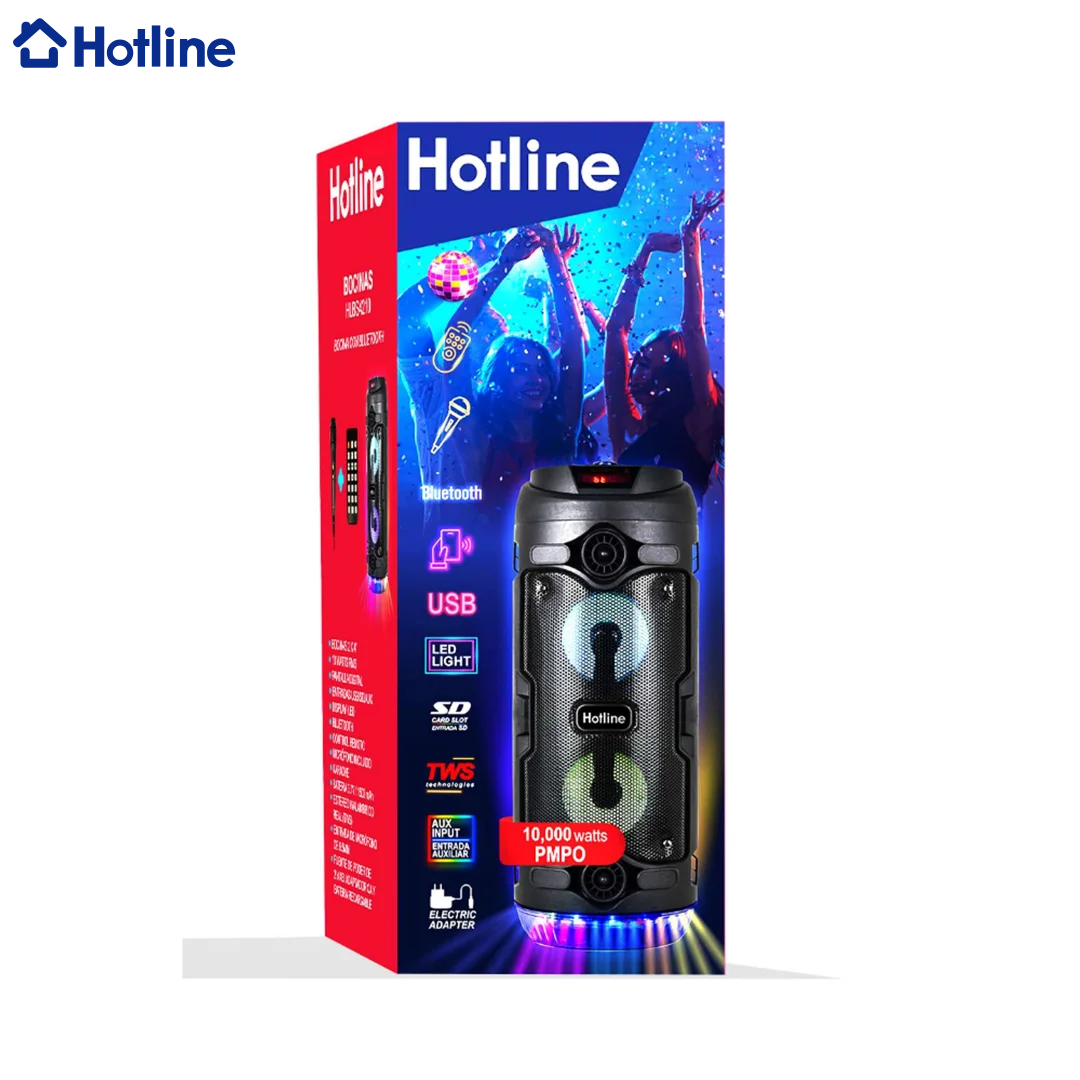 Bocina con Bluetooth y Micrófono con Control Remoto 10W 2x4" Hotline HLBS4210